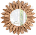 Rustic Sunburst Wood Wall Mirror