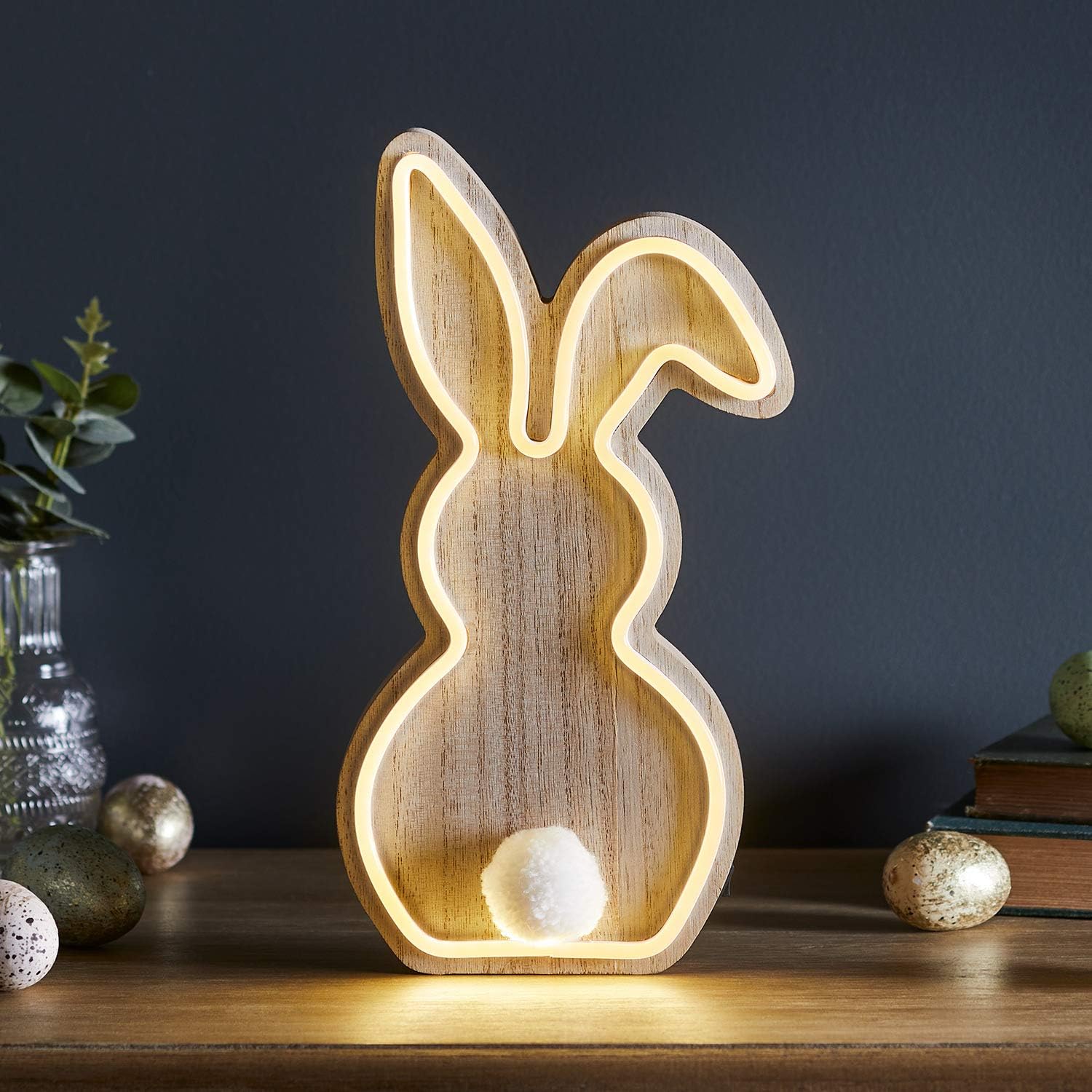 Wooden Neon Bunny LED Light