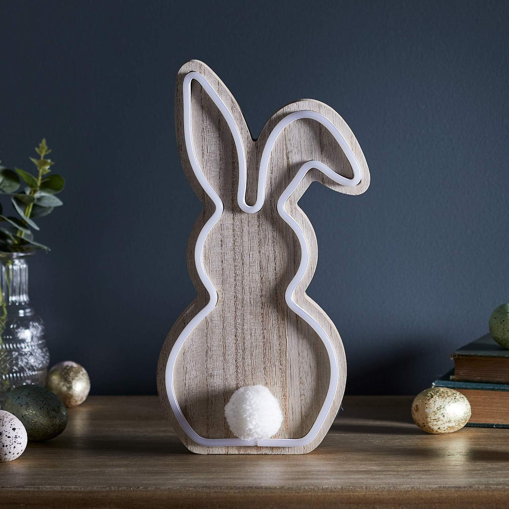 Wooden Neon Bunny LED Light
