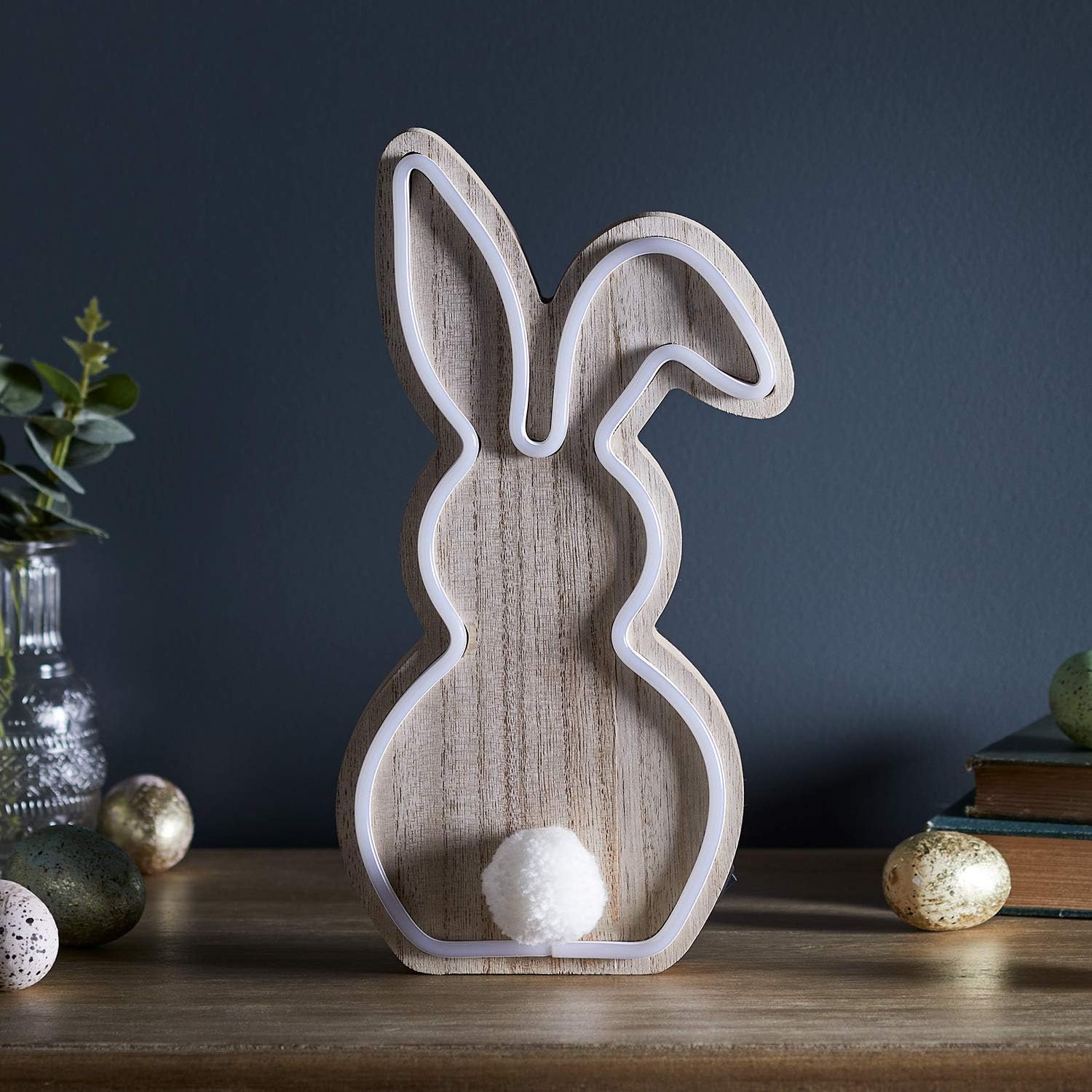 Wooden Neon Bunny LED Light