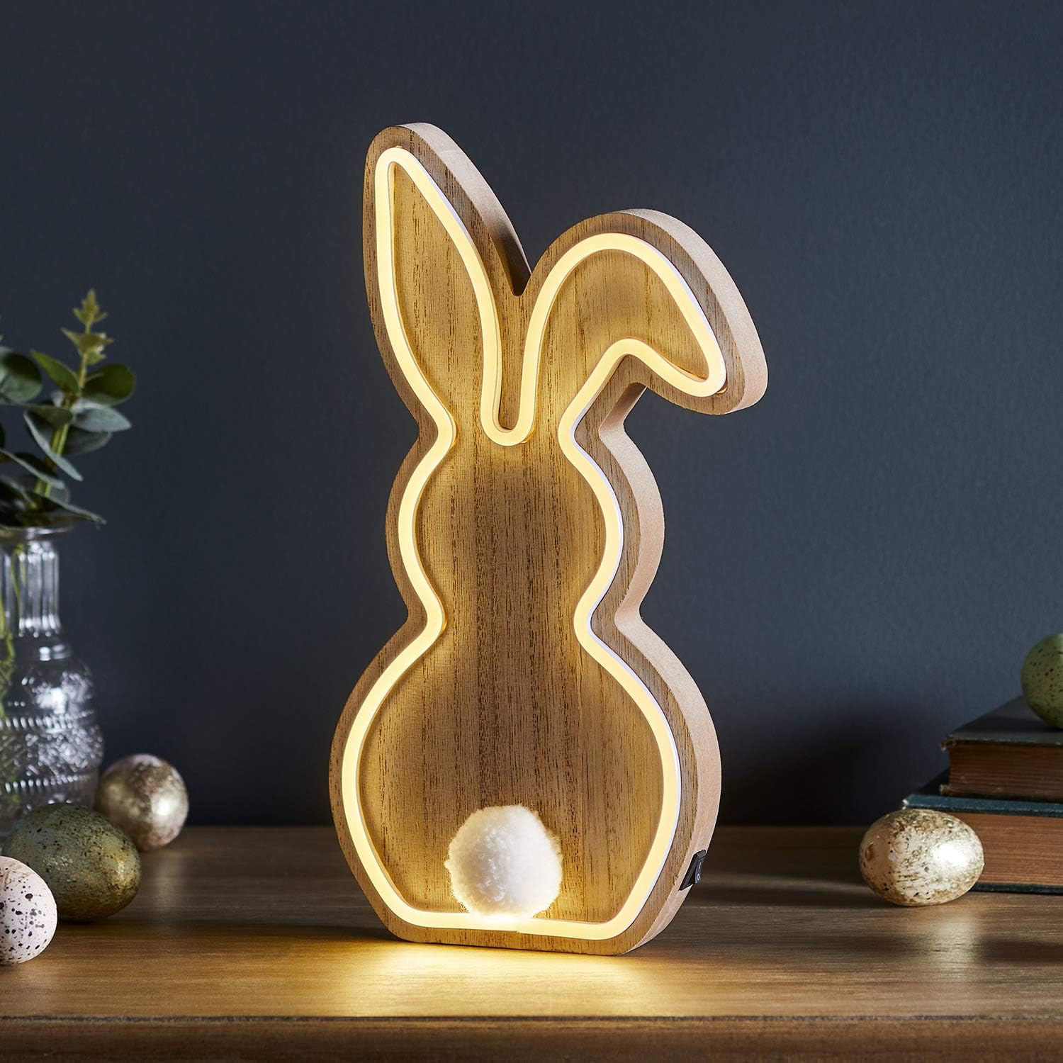 Wooden Neon Bunny LED Light
