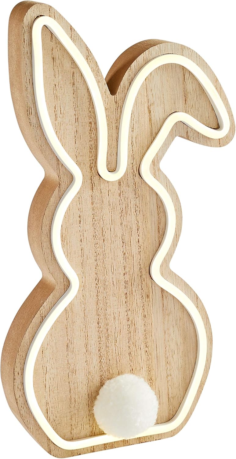 Wooden Neon Bunny LED Light