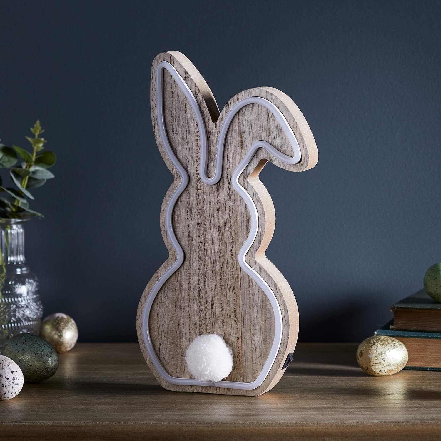 Wooden Neon Bunny LED Light