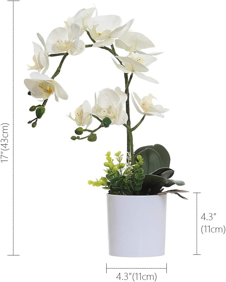 White Artificial Orchid in Pot