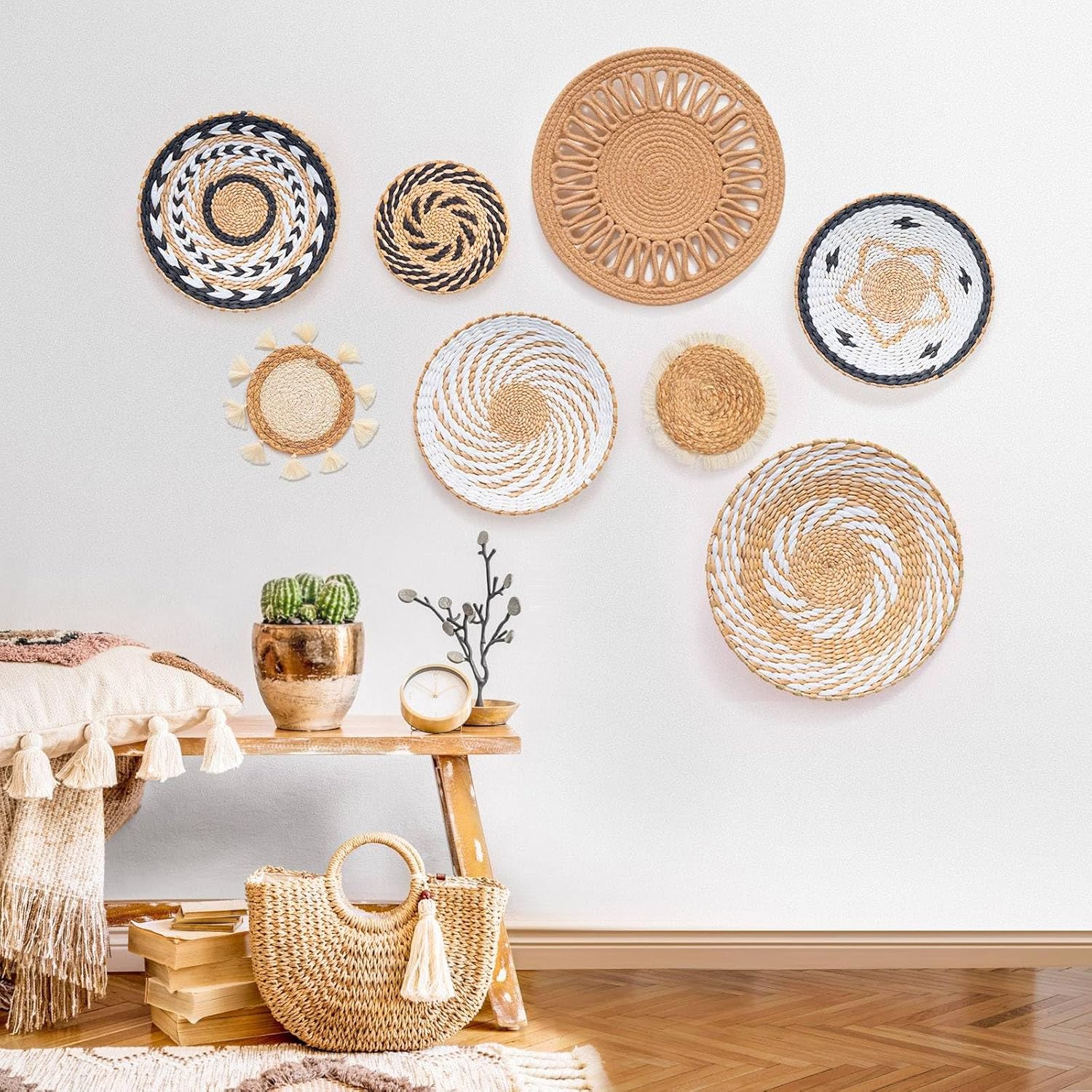 Boho Rattan Woven Wall Baskets