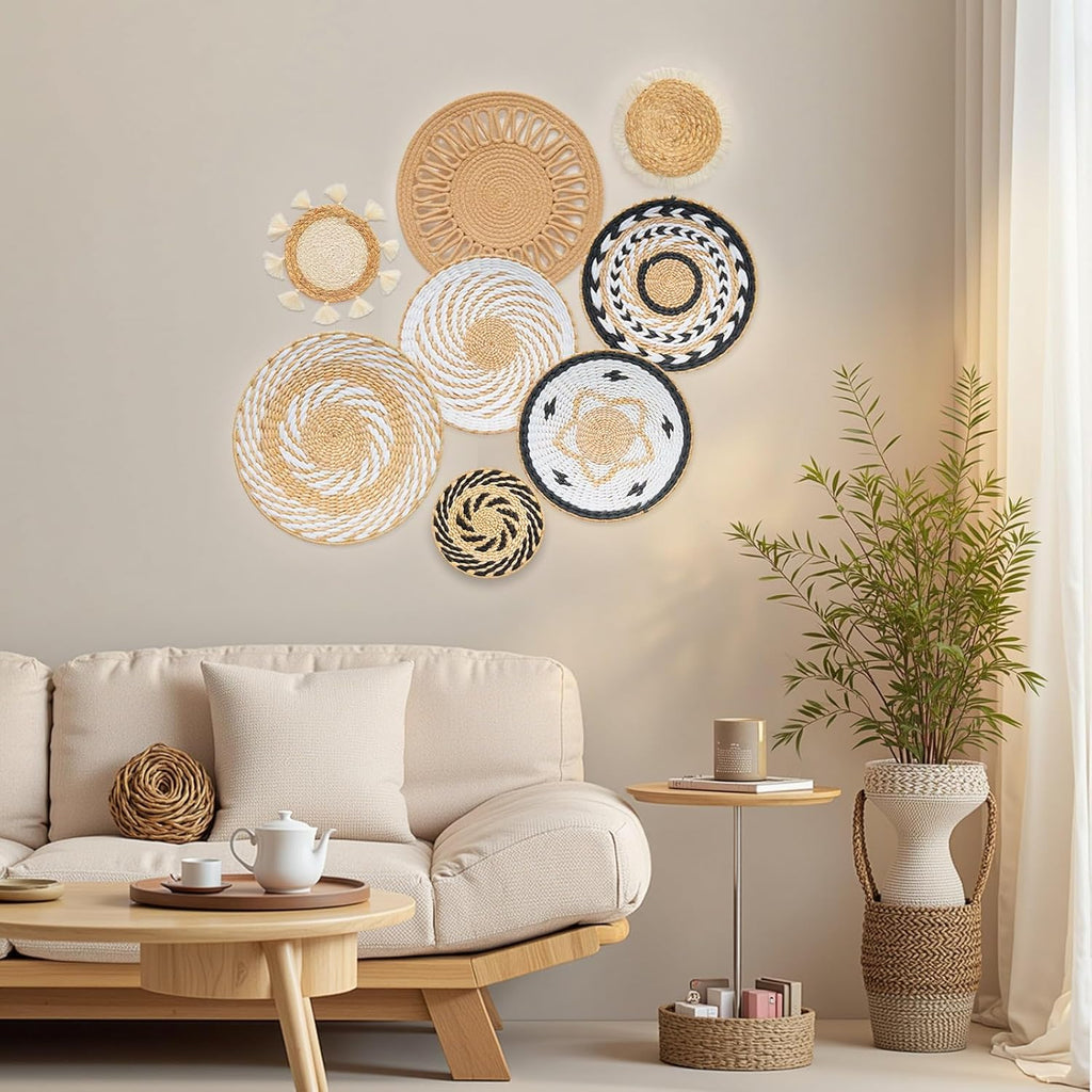 Boho Rattan Woven Wall Baskets