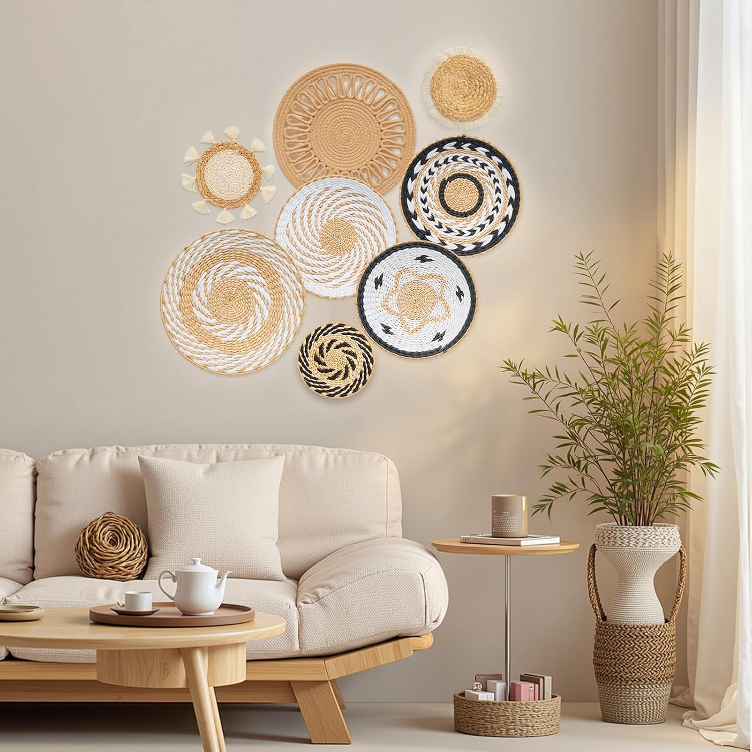 Boho Rattan Woven Wall Baskets